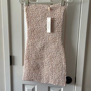 New Petersyn Revolve Women's Nora Smocked Strapless Mini Dress Melon Size Medium